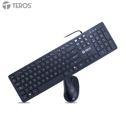 Kit Teclado + Mouse Teros Te-5019s, Tecla Copilot(solo Teclado), Negro Optimiza T