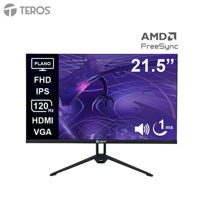 Monitor Plano Teros Te-2133s, 21.5 Fhd Ips, 120hz, 1ms, Hdmi, Vga, Audio Out, Parlan