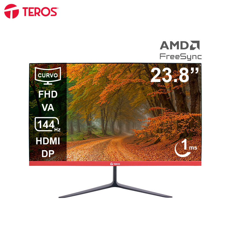 Monitor Curvo Teros Te-2403s, 23.8 Fhd Va, 144hz, 1ms, Hdmi, Dp, Audio Out Mejor