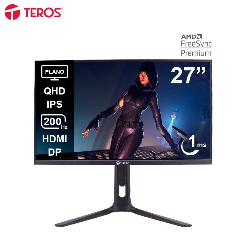 Monitor Plano Gaming Teros Te-2754g, 27 Qhd Ips,200hz, 1ms, Hdmi, Dp, Audio Out 