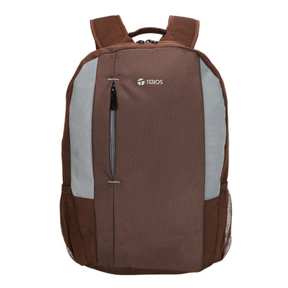 Mochila Teros Te-9040br, Para Laptops De Hasta 15.6, Color Marrón Con Gris La Mo