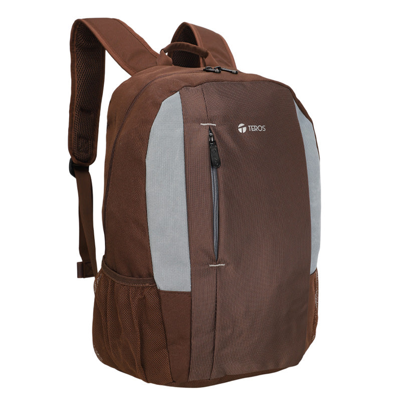 Mochila Teros Te-9040br, Para Laptops De Hasta 15.6, Color Marrón Con Gris La Mo