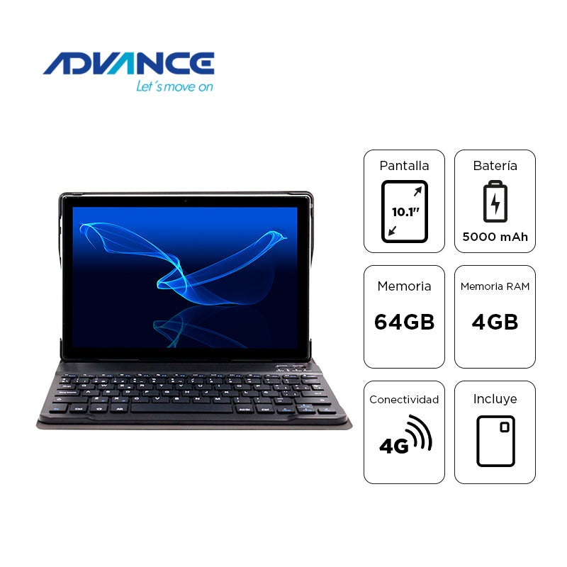 Tablet Advance Smartpad Sp5706 + Teclado, 10.1 Wxga Ips, 4gb Ram, 64gb, Android 13[@