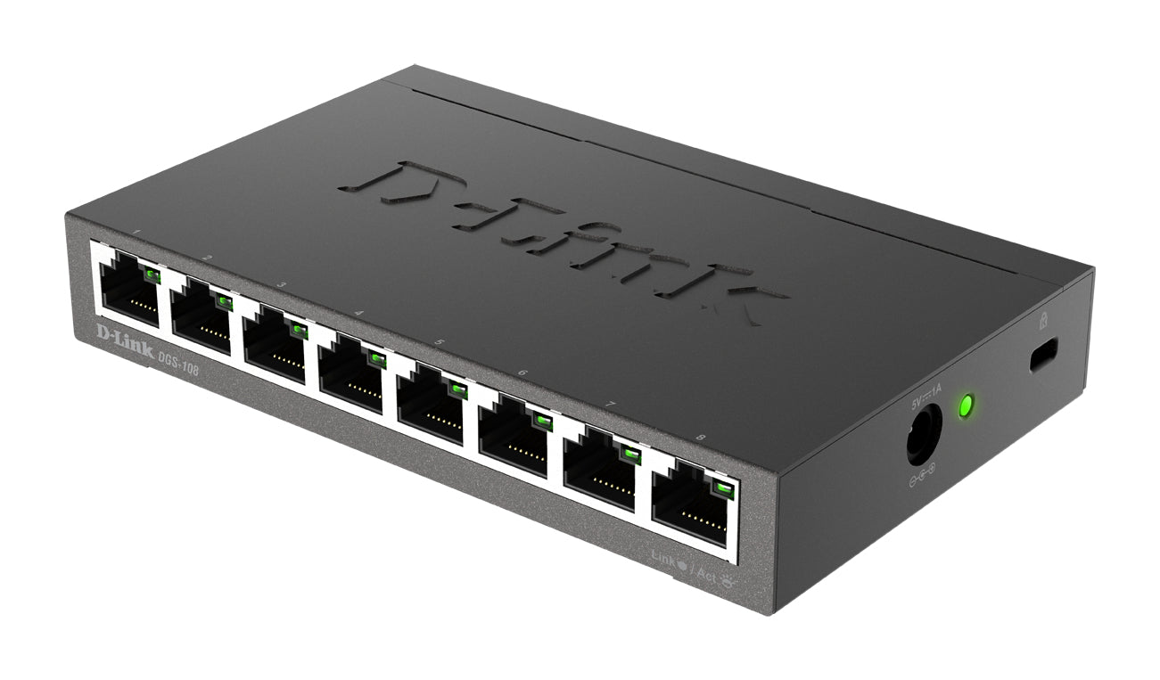 D-Link DGS-108 switch No administrado L2 Gigabit Ethernet (10/100/1000) Escritorio Negro