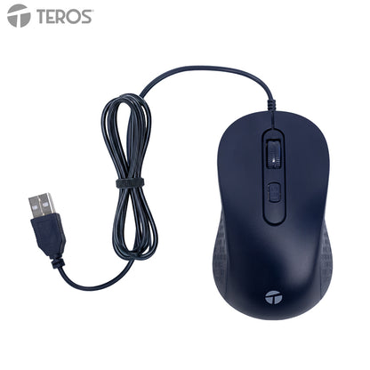 Mouse Óptico Teros Te-1243s, 2000 Dpi, Usb, 4 Botones, Azul Obtén Precisión Y Com