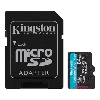 Memoria Flash Microsd Kingston Canvas Go! Plus, 64gb, Con Adaptador Sd Dimensione