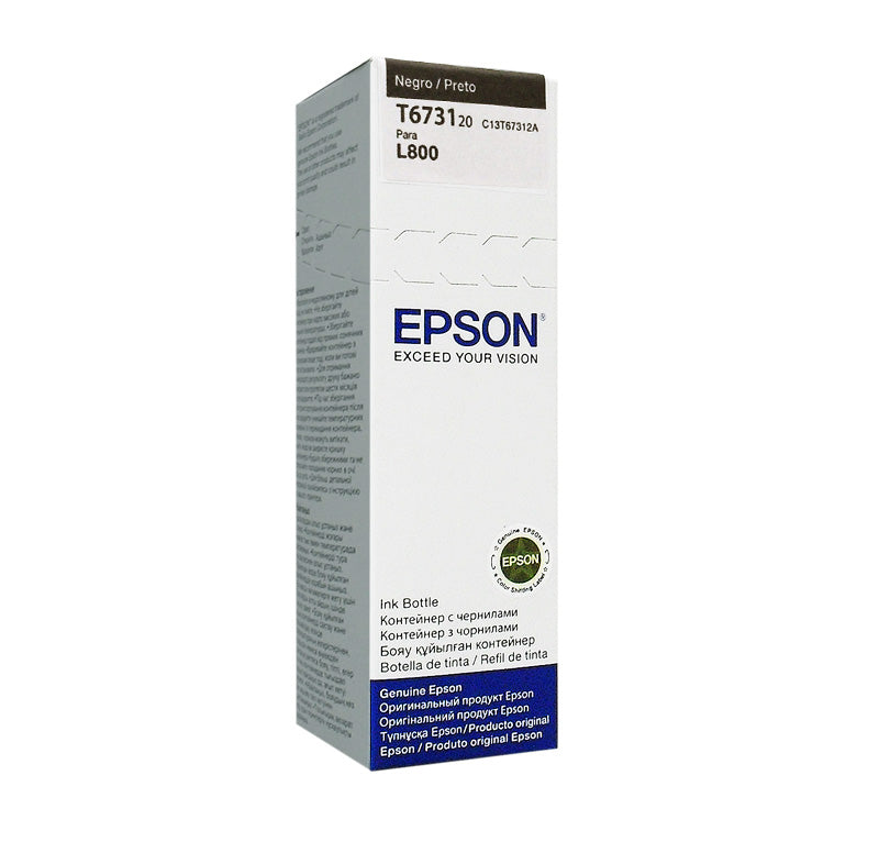 Botella De Tinta Epson 673 (t673120), Color Negro, Contenido 70 Ml, Para Impresora L8