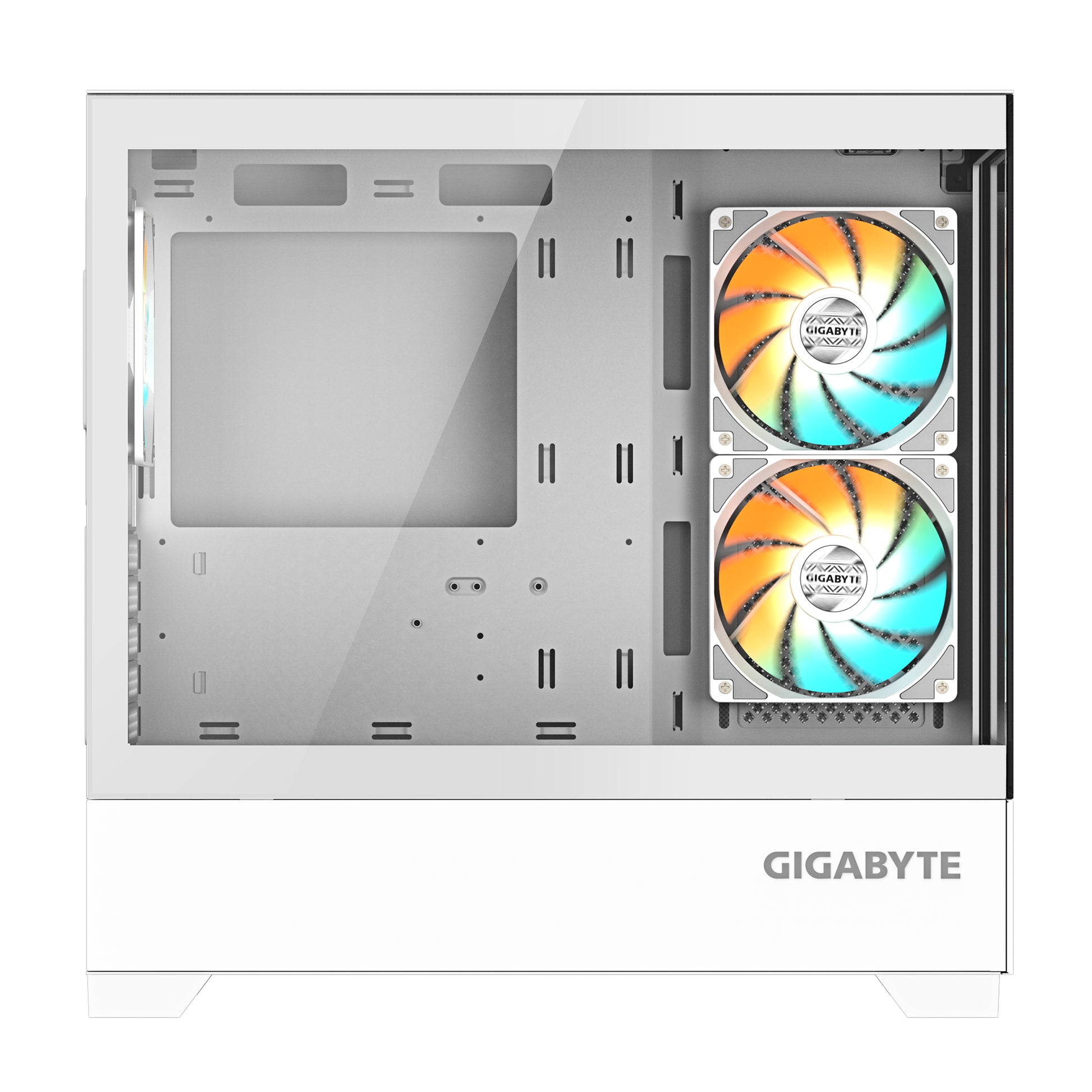 GIGABYTE C201 PANORAMIC ICE Caja para PC – Torre media, m-ATX, compatible con radiador de 360 mm, 3 ventiladores preinstalados, USB 3.0, compatible con RGB Fusion