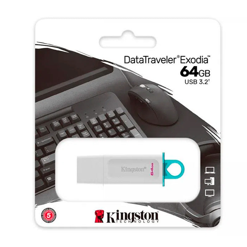 Memoria Flash Usb Kingston Datatraveler Exodia, 64gb, Usb 3.2 Gen 1, Blanco Prese