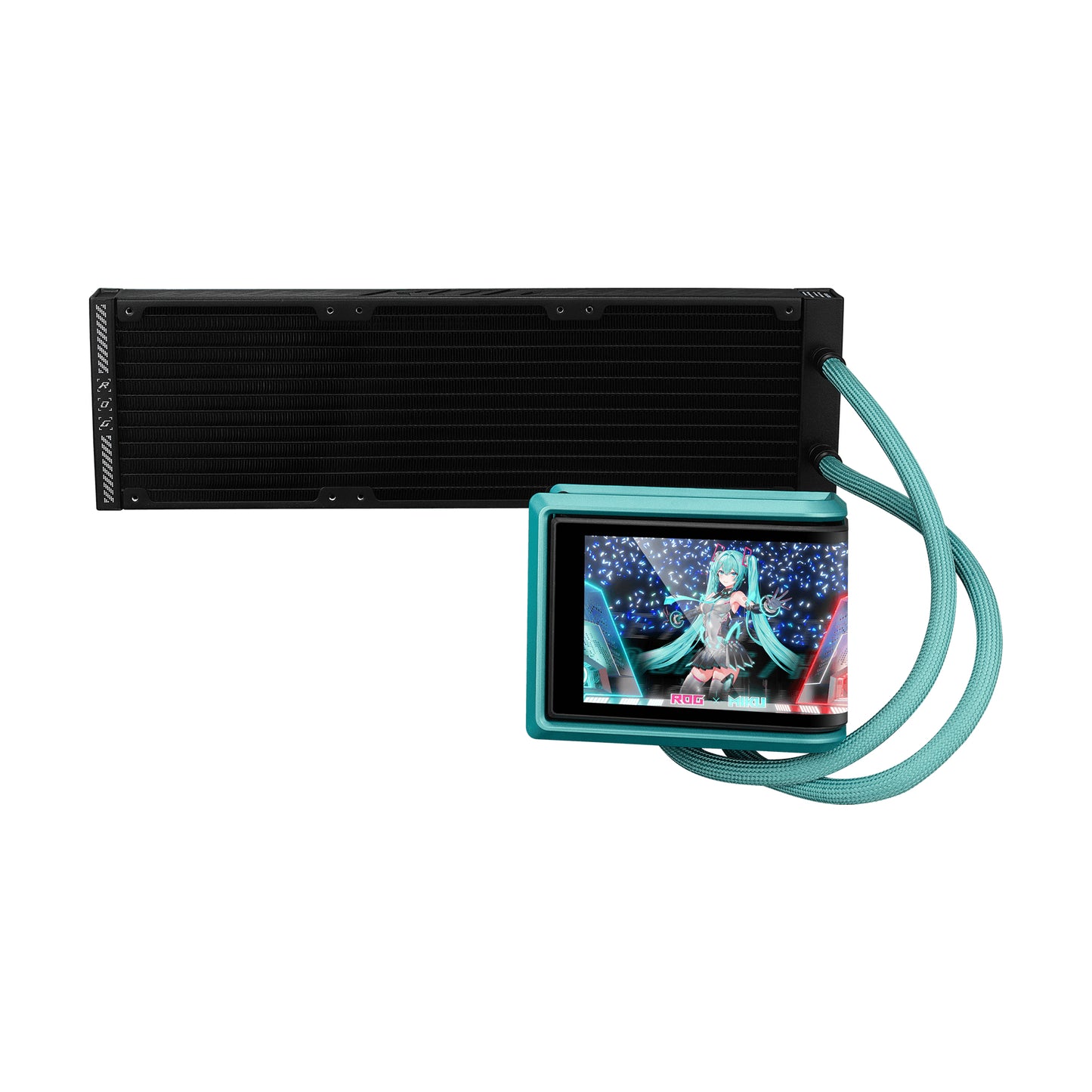 ASUS ROG RYUO IV 360 ARGB Hatsune Miku Edition Procesador Sistema de refrigeración líquida todo en uno 12 cm Negro, Turquesa