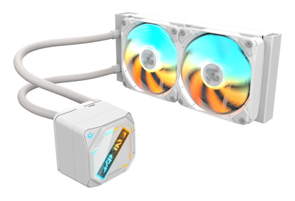 GIGABYTE GAMING 240 ICE Refrigeración Líquida para CPU - 2x120mm Ventiladores ARGB, mecanismo de enclavamiento deslizante, DAISY-CHAIN, Compatible con Intel LGA 1851 y AMD AM5
