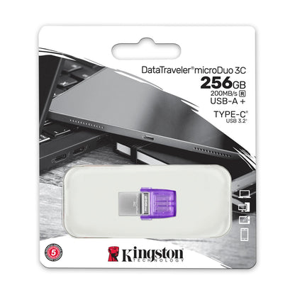 Memoria Flash Usb Kingston 256gb Datatraveler Microduo 3c 200mb/s Dual Usb-a + Usb-c[