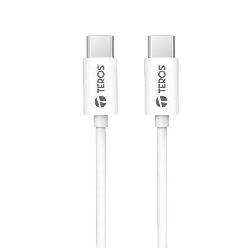 Cable Usb Teros Te-70209w, Tipo C A Tipo C, 3a, 60w Máx, Blanco Conecta Y Carga T