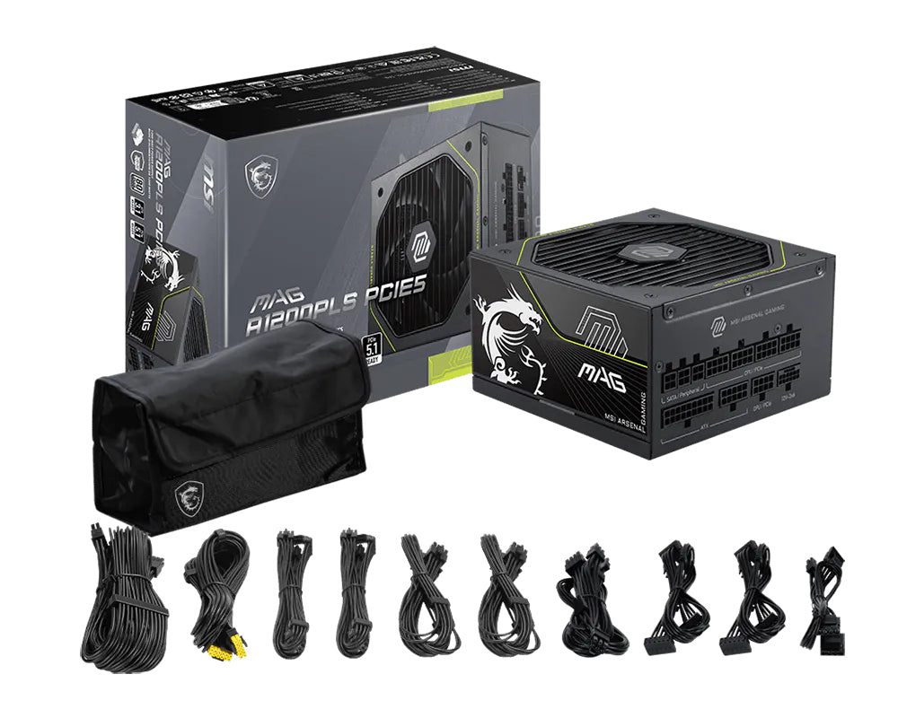MSI MAG A1200PLS PCIE5 unidad de fuente de alimentación 1200 W 20+4 pin ATX ATX Negro
