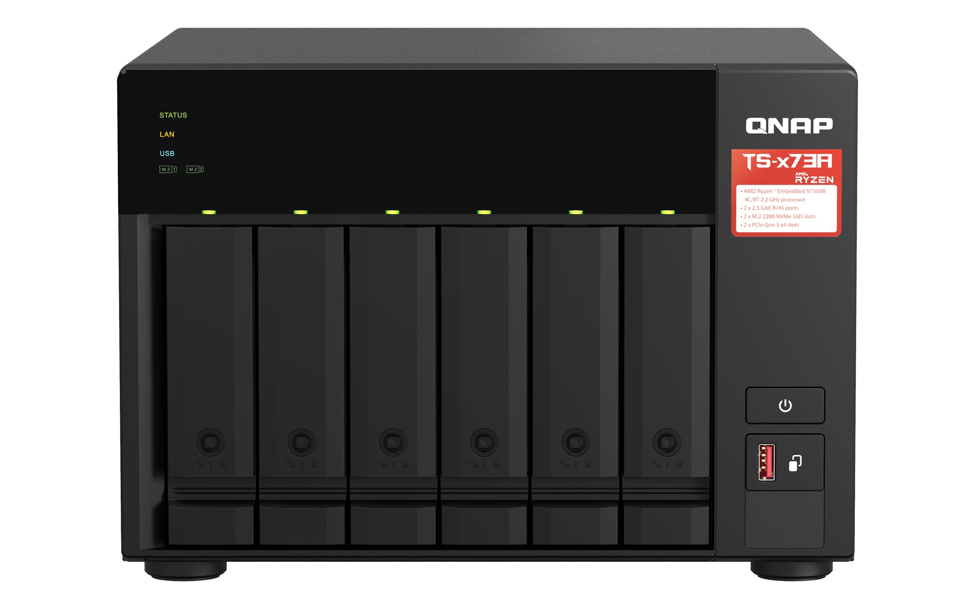 QNAP TS-673A NAS Torre Ryzen Embedded V1500B 8 GB DDR4 0 TB QNAP Turbo System Antracita