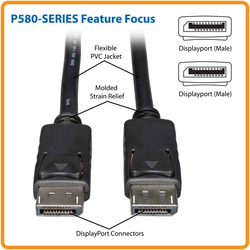 Cable De Video Tripp-lite P580-010, Displayport, Uhd, 4k X 2k, 3840x2160, 3.05 Mts.[@