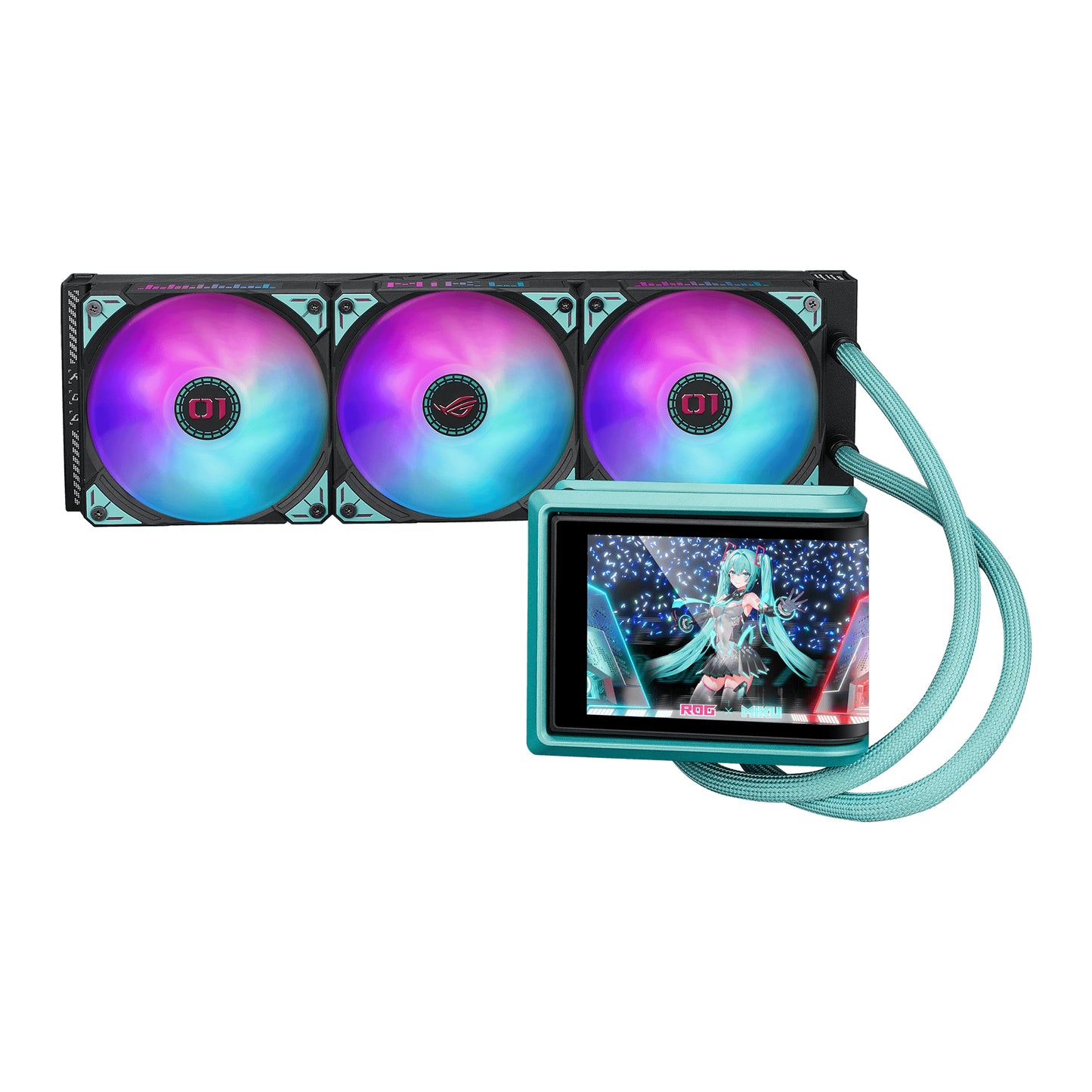 ASUS ROG RYUO IV 360 ARGB Hatsune Miku Edition Procesador Sistema de refrigeración líquida todo en uno 12 cm Negro, Turquesa