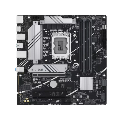Tarjeta madre Intel® B760 (LGA 1700) mATX con PCIe 4.0, DDR5, dos ranuras M.2, Realtek 2.5Gb Ethernet, DisplayPort, Dual HDMI™, SATA 6 Gbps, USB 3.2 Gen 2 trasero, USB 3.2 Gen 1 Tipo-C® frontal, Aura Sync