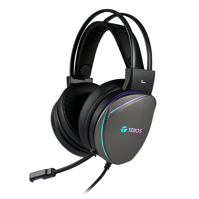 Auriculares Gaming Teros Te-8170n Estéreo 7.1, Micrófono, Conector Usb, Negro, Luces