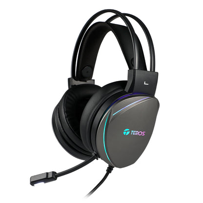 Auriculares Gaming Teros Te-8170n Estéreo 7.1, Micrófono, Conector Usb, Negro, Luces