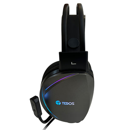 Auriculares Gaming Teros Te-8170n Estéreo 7.1, Micrófono, Conector Usb, Negro, Luces