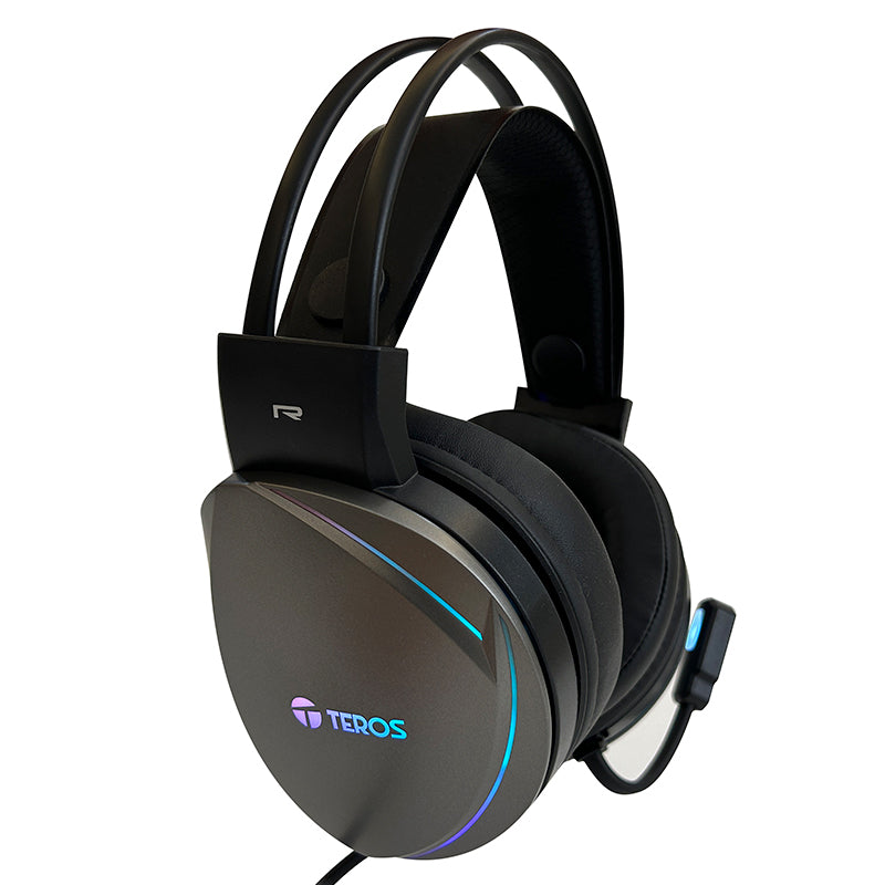 Auriculares Gaming Teros Te-8170n Estéreo 7.1, Micrófono, Conector Usb, Negro, Luces