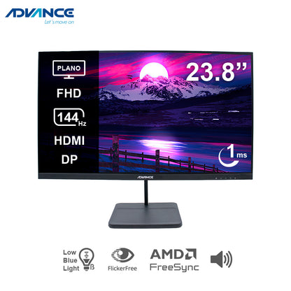 Monitor Plano Advance Adv-2454s, 23.8 Fhd Ips, 144hz, 1ms, Hdmi, Dp, Audio Out, Parl