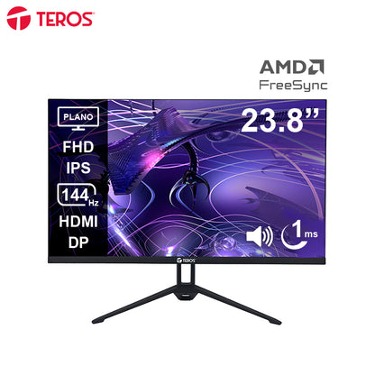 Monitor Plano Teros Te-2417s, 23.8 Fhd Ips, 144hz, 1ms, Hdmi, Dp, Audio Out, Parlant