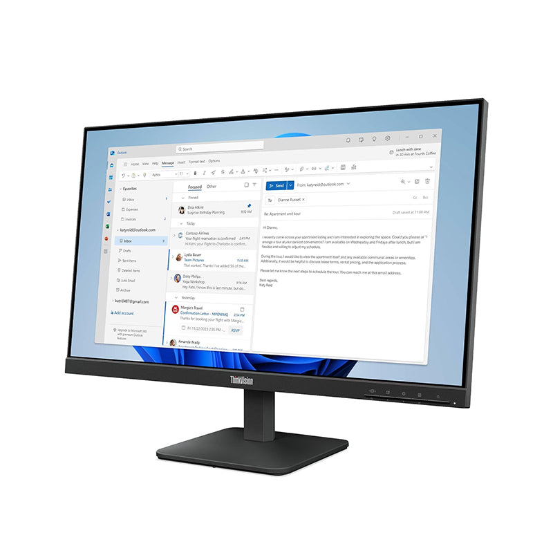 Monitor Plano Lenovo Thinkvision S24-4e, 23.8 Wled Fhd Ips/hdmi/vga El Monitor L