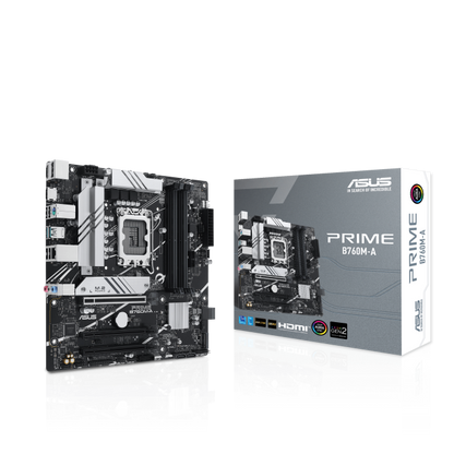 Tarjeta madre Intel® B760 (LGA 1700) mATX con PCIe 4.0, DDR5, dos ranuras M.2, Realtek 2.5Gb Ethernet, DisplayPort, Dual HDMI™, SATA 6 Gbps, USB 3.2 Gen 2 trasero, USB 3.2 Gen 1 Tipo-C® frontal, Aura Sync